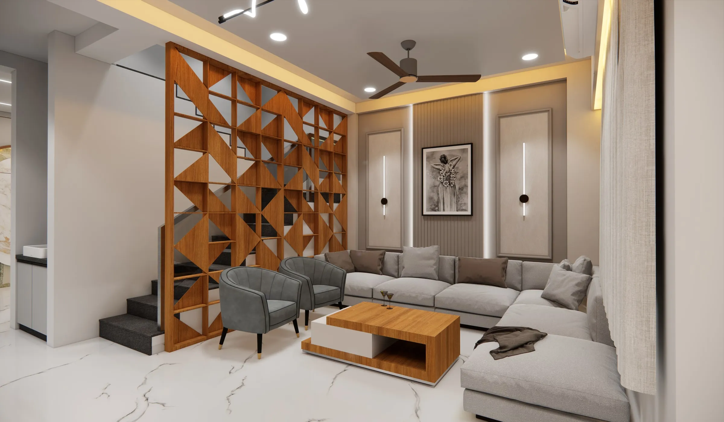 Anusthan Bungalow view 1, interior design by Interior by Jenish, Ahmedabad
